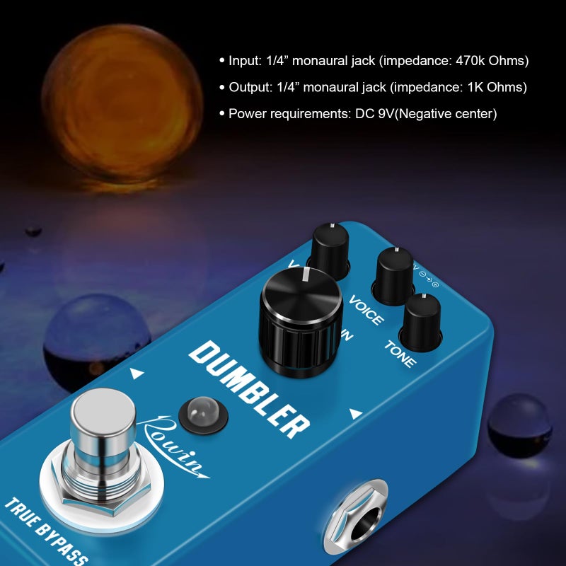 Rowin Analog Dumbler Overdrive Pedal for Guitar and Bass True Bypass - Image 5